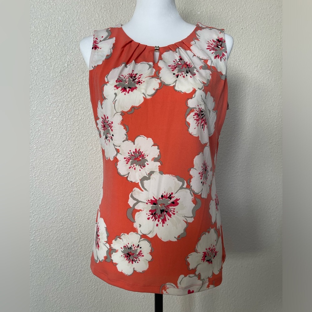 Coral Flower Tank Top Blouse